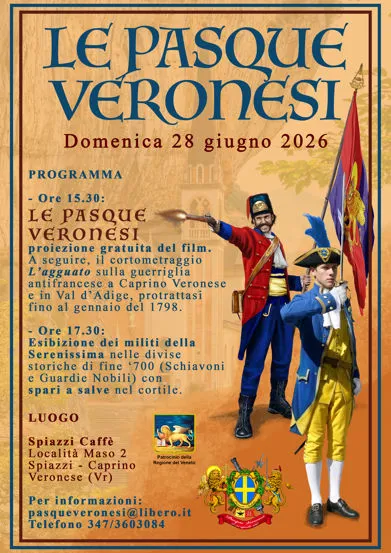 Proiezione gratuita del film Le Pasque Veronesi. Presso il Caffè Spiazzi, in Località Maso, 2 – Domenica 28 giugno 2026, ore 15.30